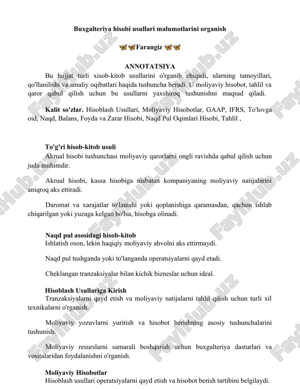 hisoblash usullari — DOCX