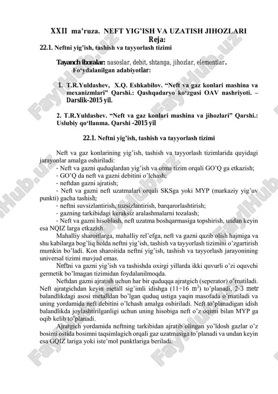 neft va gaz konlari mashina va mexanizmlari — PDF