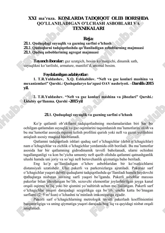 konlarda tadqiqot olib borishda qo'llaniladigan o'lchash asboblari va texnikalari — PDF