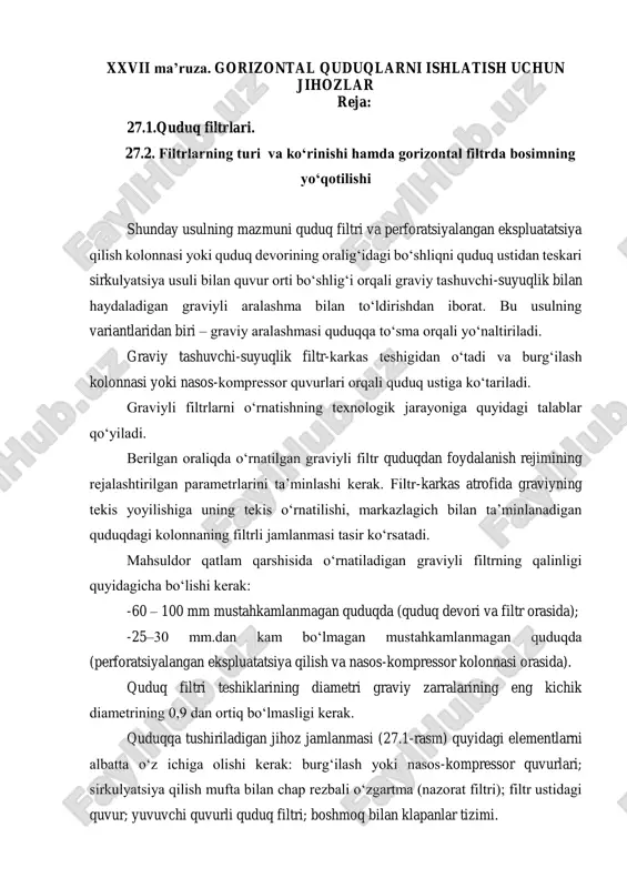 gorizontal quduq filtri — PDF