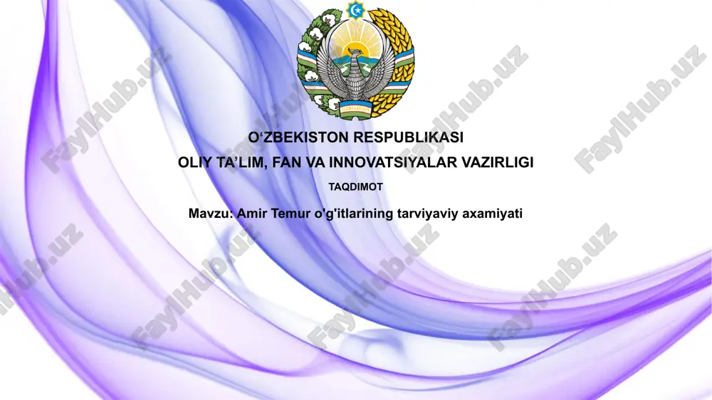 amir temuro'g'itlariningtarviyaviyaxamiyati — PPTX