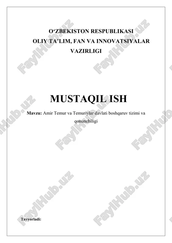 temuriylar davlatining shakllanishi — DOCX