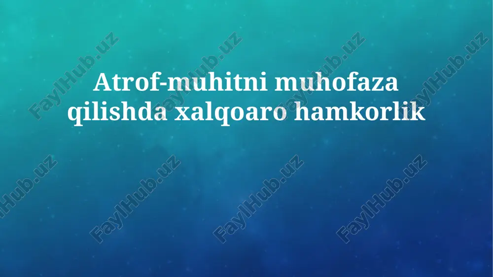 atrof-muhitni muhofaza qilishda xalqoaro hamkorlik — PPTX
