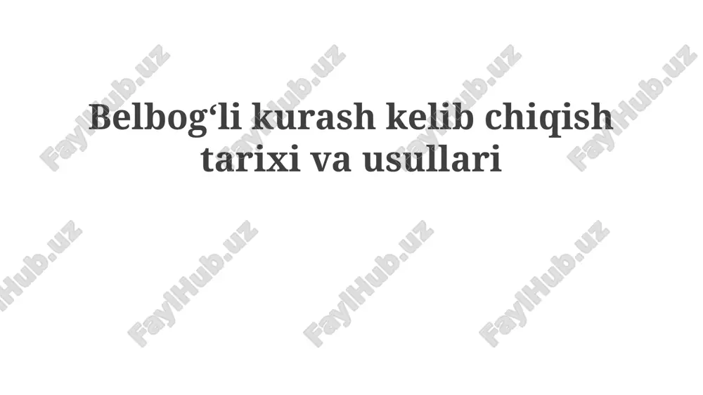 kamar kurashining kelib chiqishi tarixi — PPTX