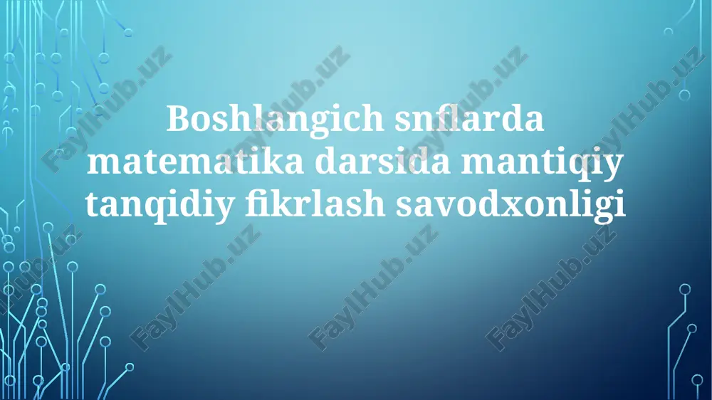 boshlang'ich sinflarda matematika — PPTX