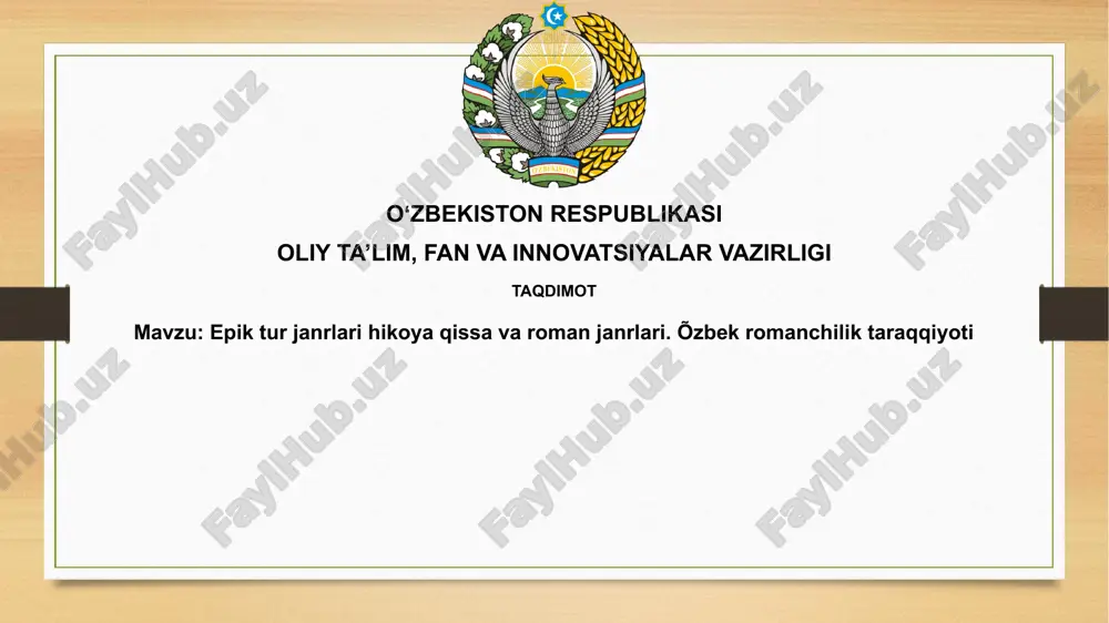epik janrlar: ta'rif va xususiyatlar — PPTX