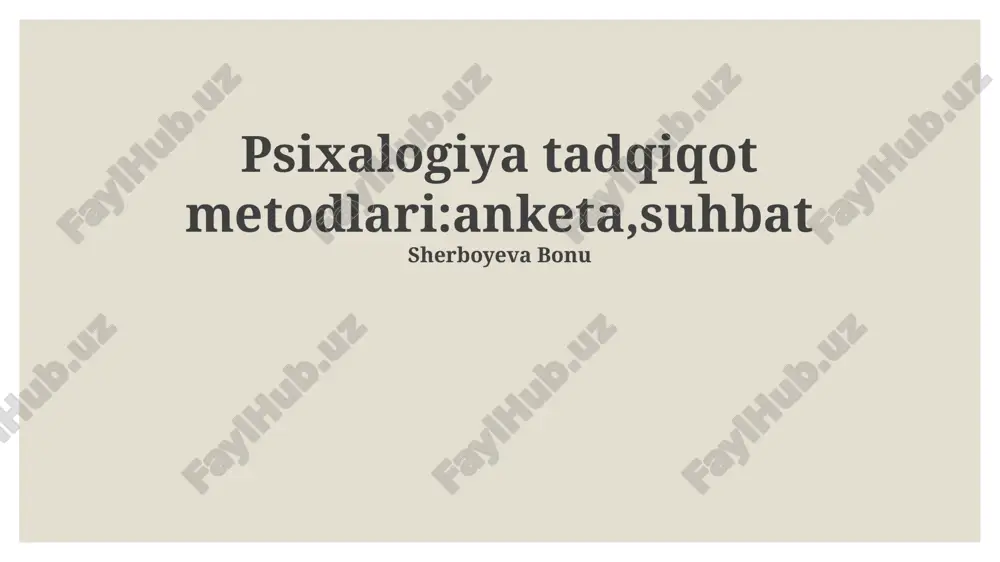 psixalogiya tadqiqot metodlari — PPTX