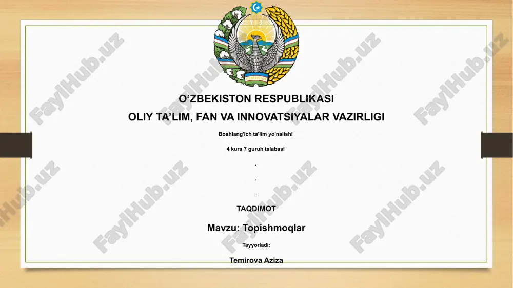 topishmoqlar — PPTX