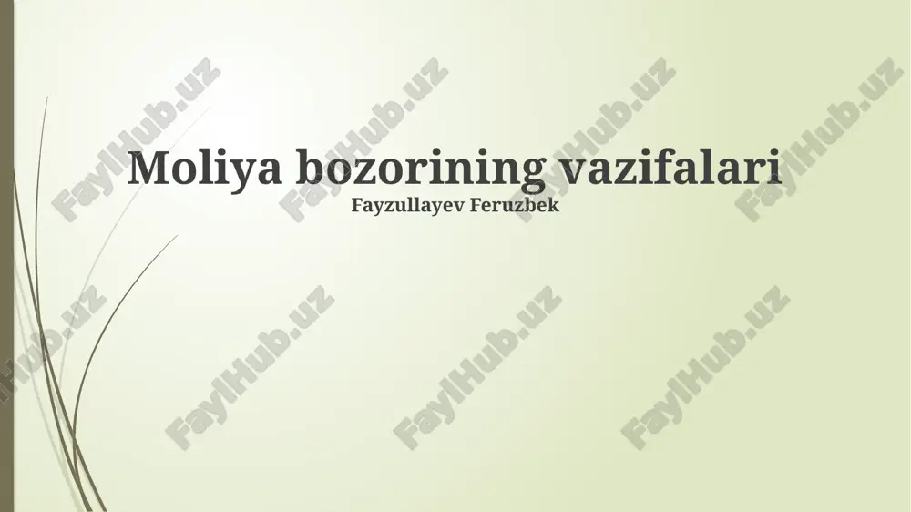 moliya bozorining vazifalari — PPTX