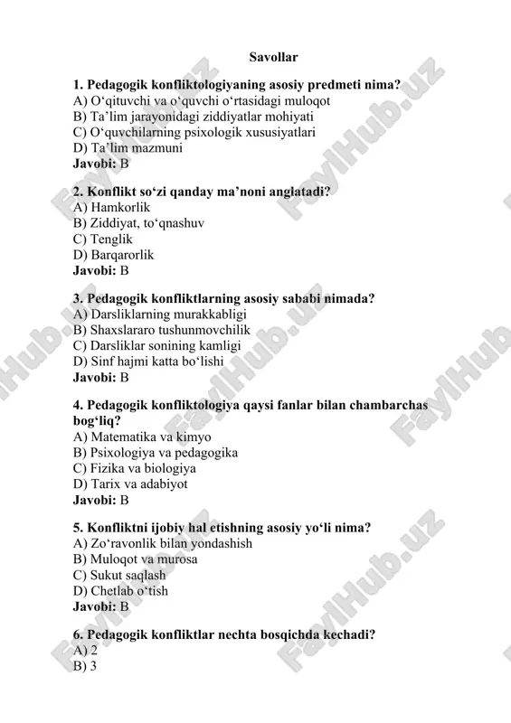 pedagogik konfliktologiya — DOCX
