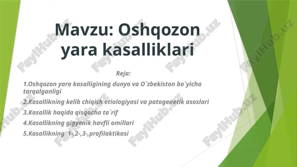oshqozon yara kasalliklari — PPTX
