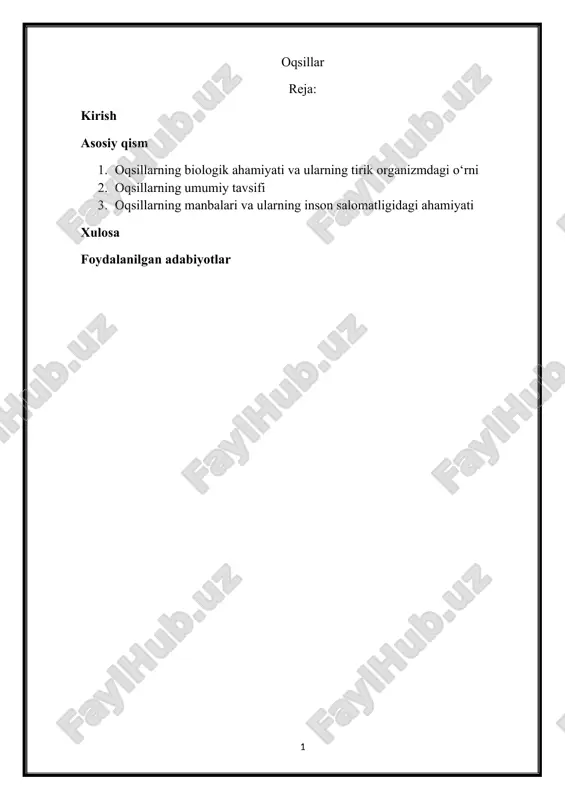 oqsillar — DOCX