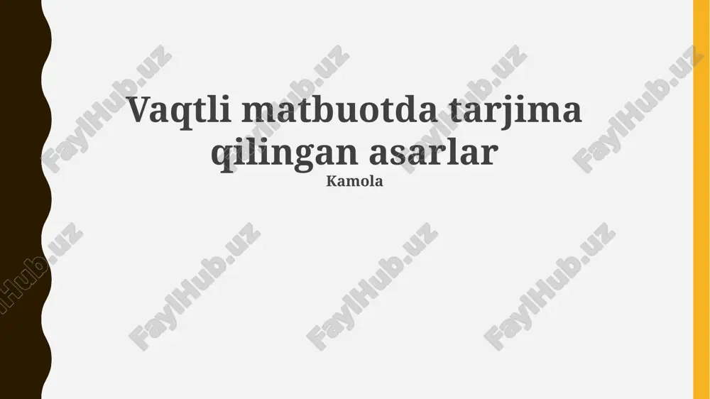 davriy nashrlarda tarjima qilingan asarlar — PPTX