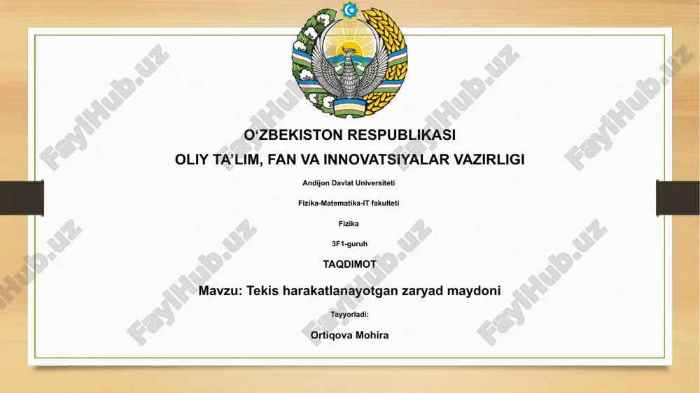 harakatlanuvchi zaryad maydoni — PPTX