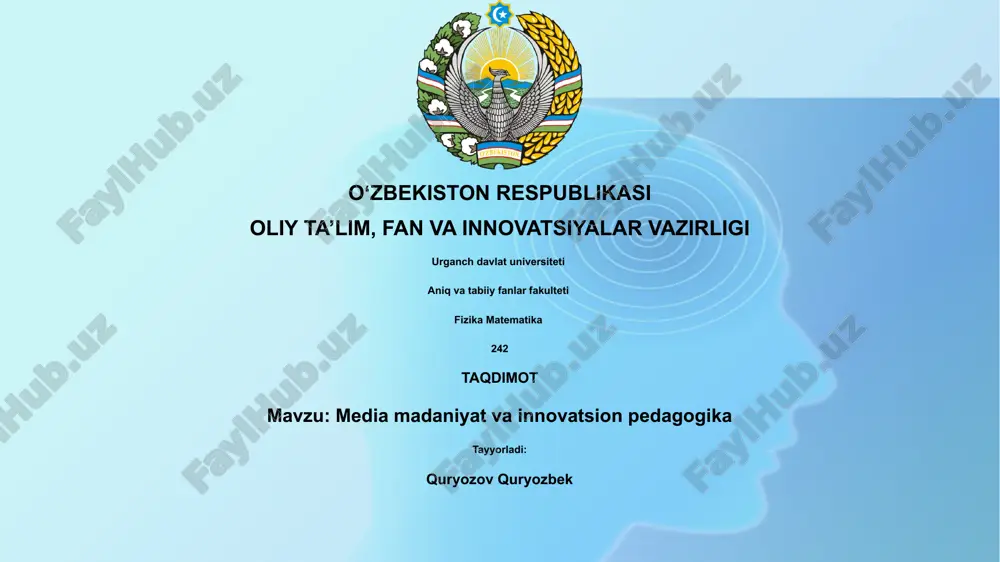 media madaniyat va innovatsion pedagogika — PPTX