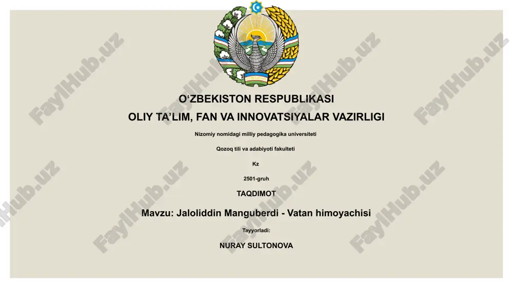 jaloliddin manguberdi - vatan himoyachisi — PPTX
