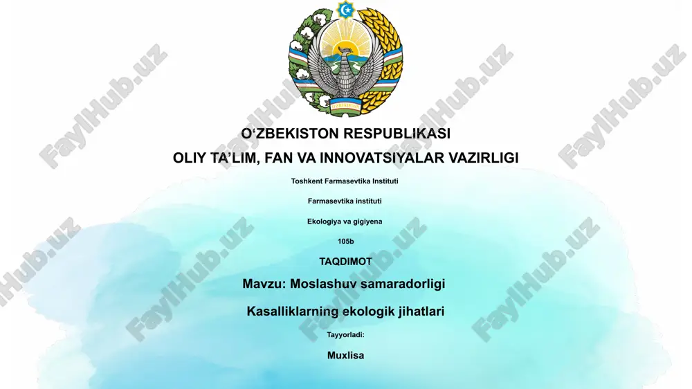 kasalliklarning ekologik jihatlari — PPTX