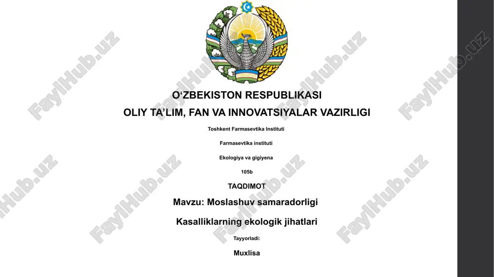 kasalliklarga moslashuv samaradorligi — PPTX