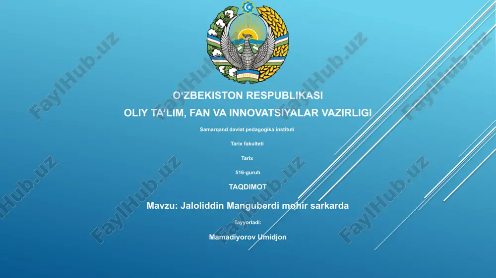 jaloliddin manguberdi mohir sarkarda — PPTX