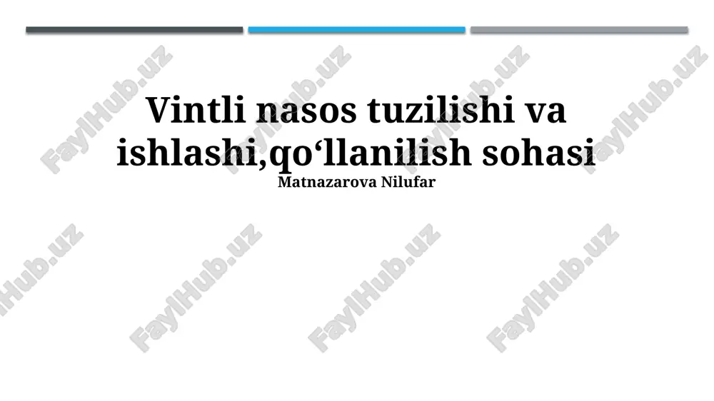 vida nasoslarining tuzilishi va ishlashi — PPTX