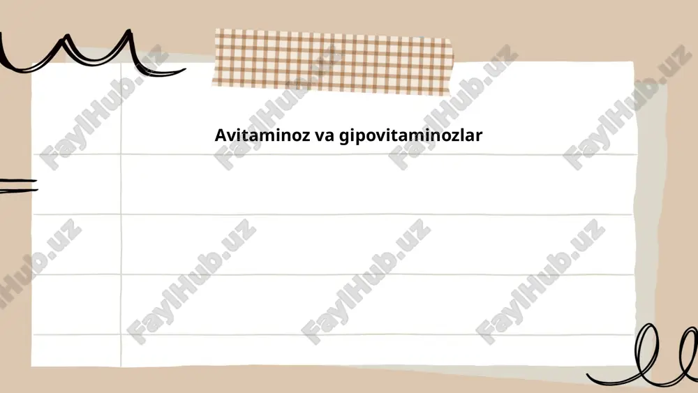 avitaminoz va gipovitaminozlar — PPTX