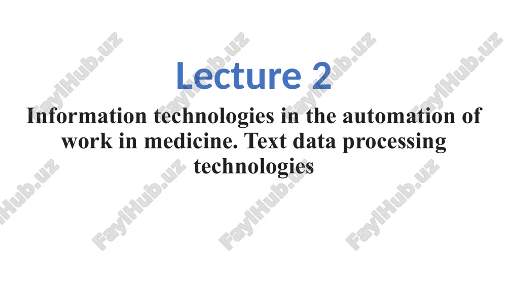 information technologies in the automation of work in medicine — PPTX