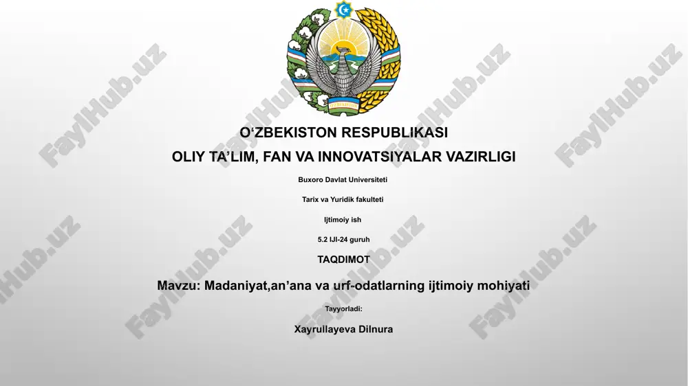 madaniyatning ijtimoiy mohiyati — PPTX