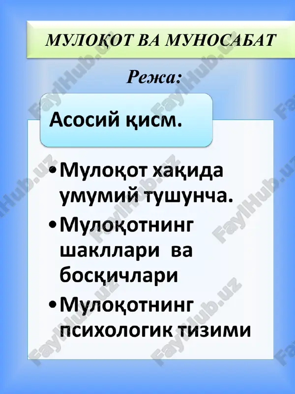 muloqotva munosabat — PPT