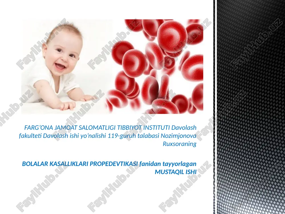 aplastik anemiya: alomatlar va davolash — PPTX