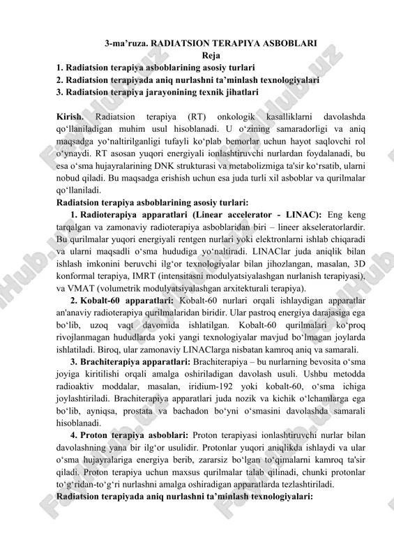 radiatsion terapiya asboblar — DOCX