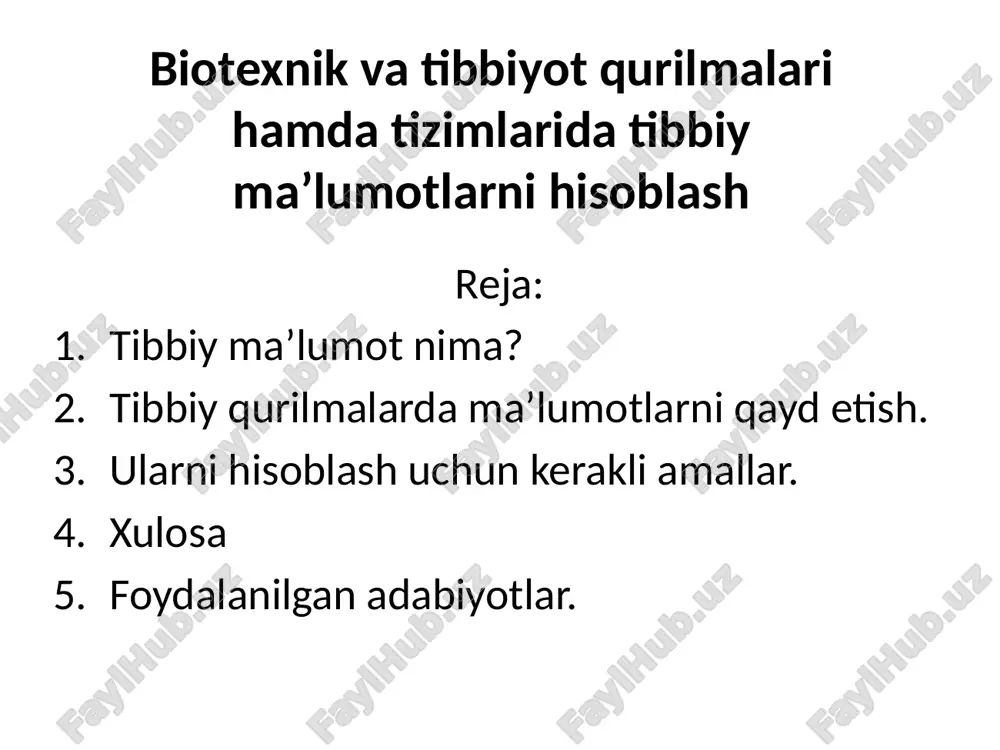 tibbiyma’lumotlar hisoblash — PPTX