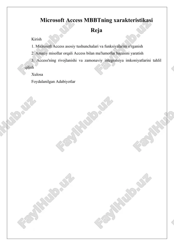 microsoft access mbbtning xarakteristikasi — DOCX