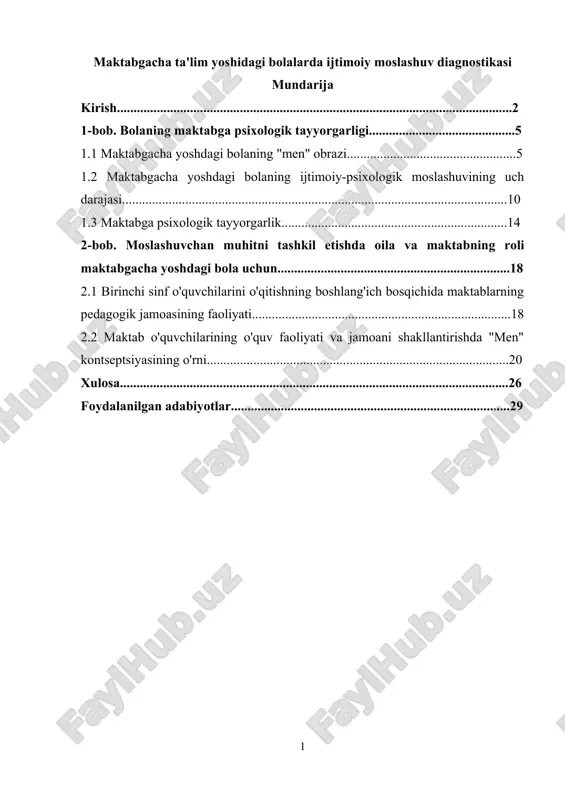 maktabgacha ta'lim yoshidagi bolalarda ijtimoiy moslashuv diagnostikasi — DOCX