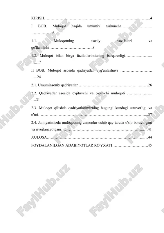 muloqotni tashkil etishda umuminsoniy qadriyatlarning ustuvorligi — DOCX