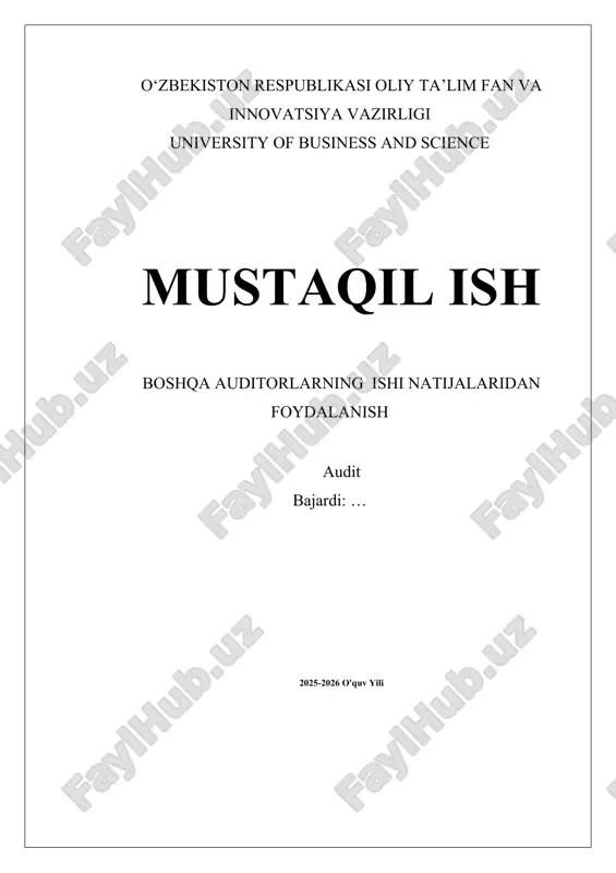 boshqa auditorlarning ish natijalaridan foydalinish — DOCX