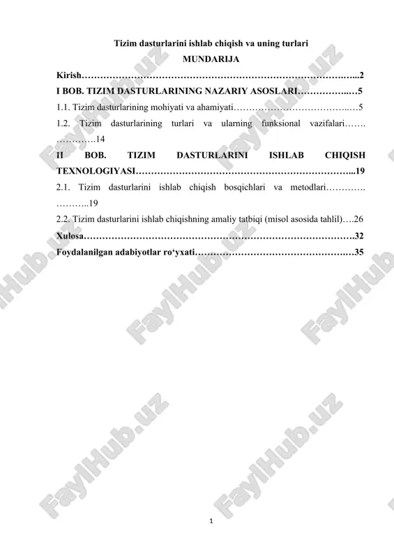 tizim dasturlari — DOCX