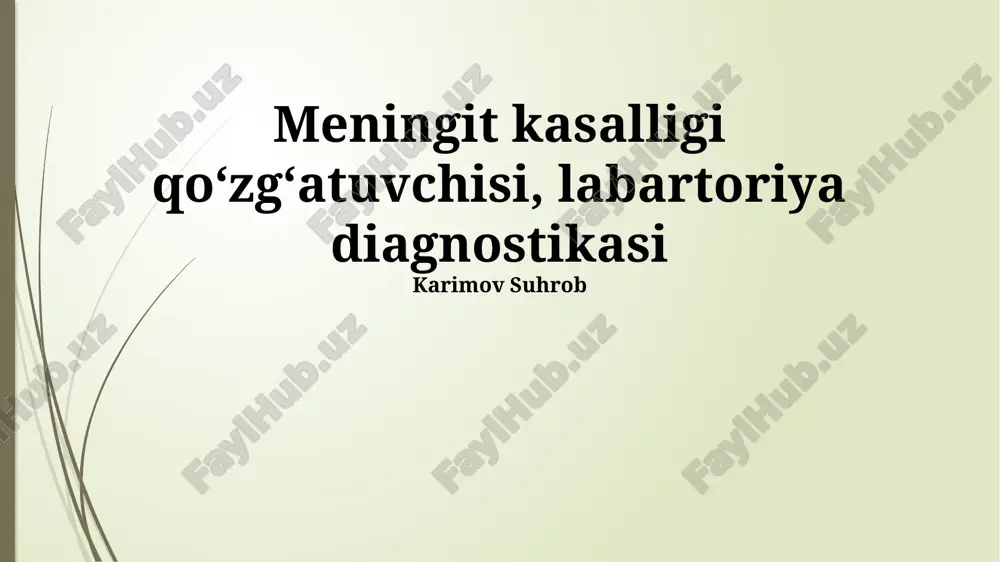 meningit kasalligi qoʻzgʻatuvchisi, labartoriya diagnostikasi — PPTX