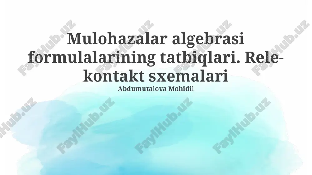 takliflar algebrasining qo'llanilishi — PPTX