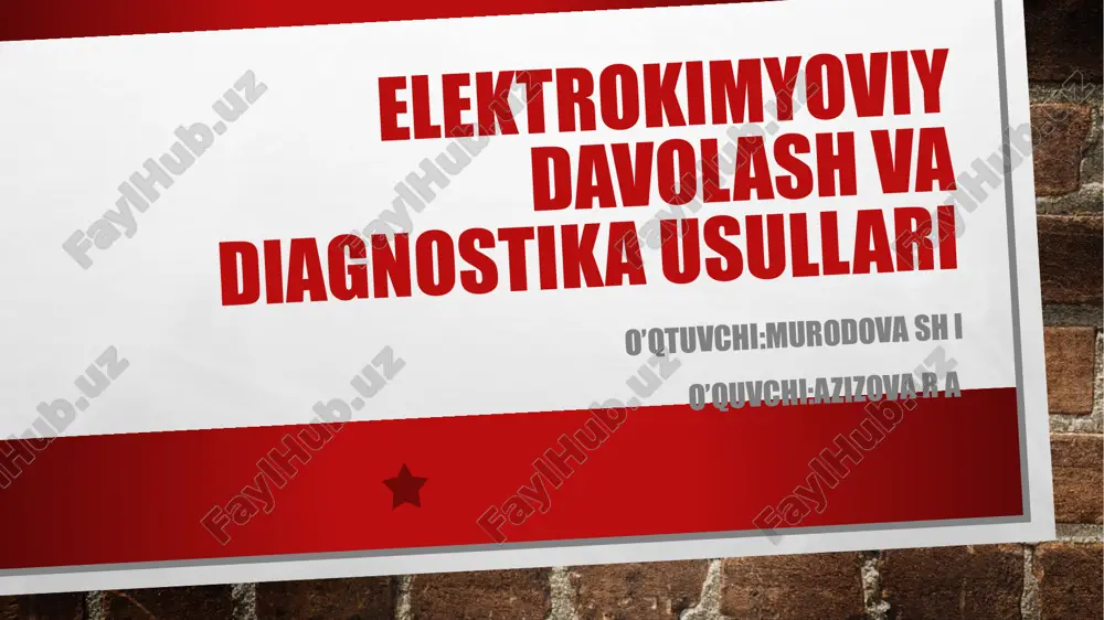 elektrokimyoviy davolash va diagnostika usullari — PPTX