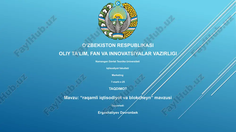 "raqamli iqtisodiyot va blokcheyn" — PPTX
