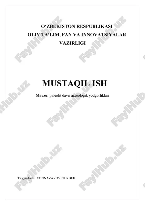 paleolit davri arxeologik yodgorliklari — DOCX