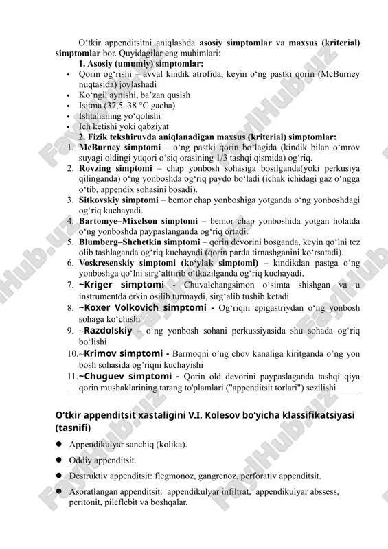 o‘tkir appenditsitni aniqlash — DOCX