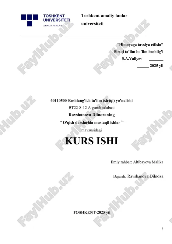 o'qish darslarida mustaqil ishlar — DOCX