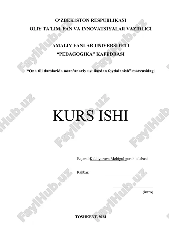 ona tili darslarida noan’anaviy usullardan foydalanish — DOCX