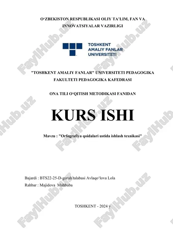 orfografiya qoidalari ustida ishlash texnikasi. — DOCX