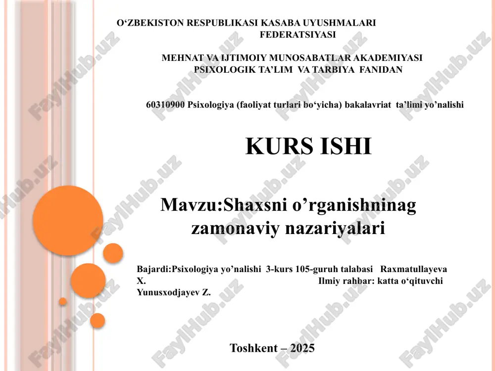 shaxsnio’rganishninagzamonaviynazariyalari — PPTX