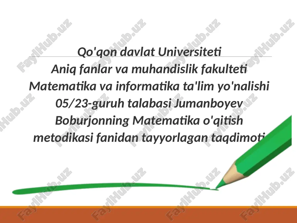matematika o'qitish metodikasi — PPTX