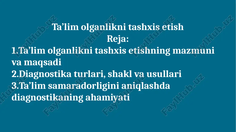 ta’lim olganlikni tashxis etish — PPTX