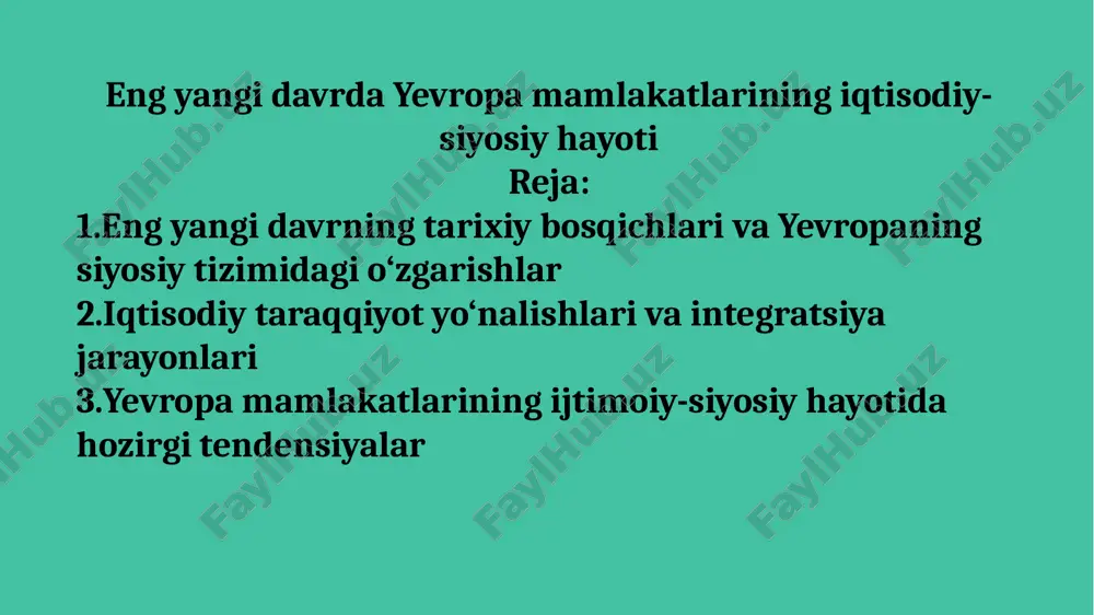 eng yangi davrda yevropa mamlakatlarining iqtisodiy-siyosiy hayoti — PPTX