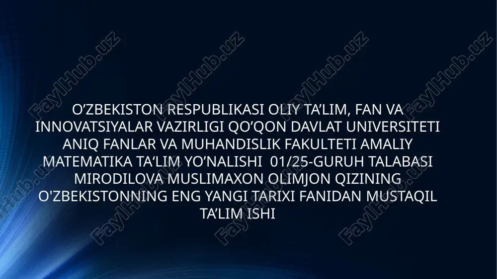 mustaqil oʻzbekiston respublikasining tashkil topishi va uning tarixiy ahamiyati — PPTX
